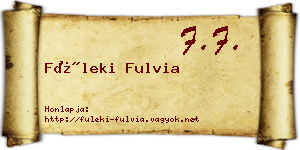 Füleki Fulvia névjegykártya